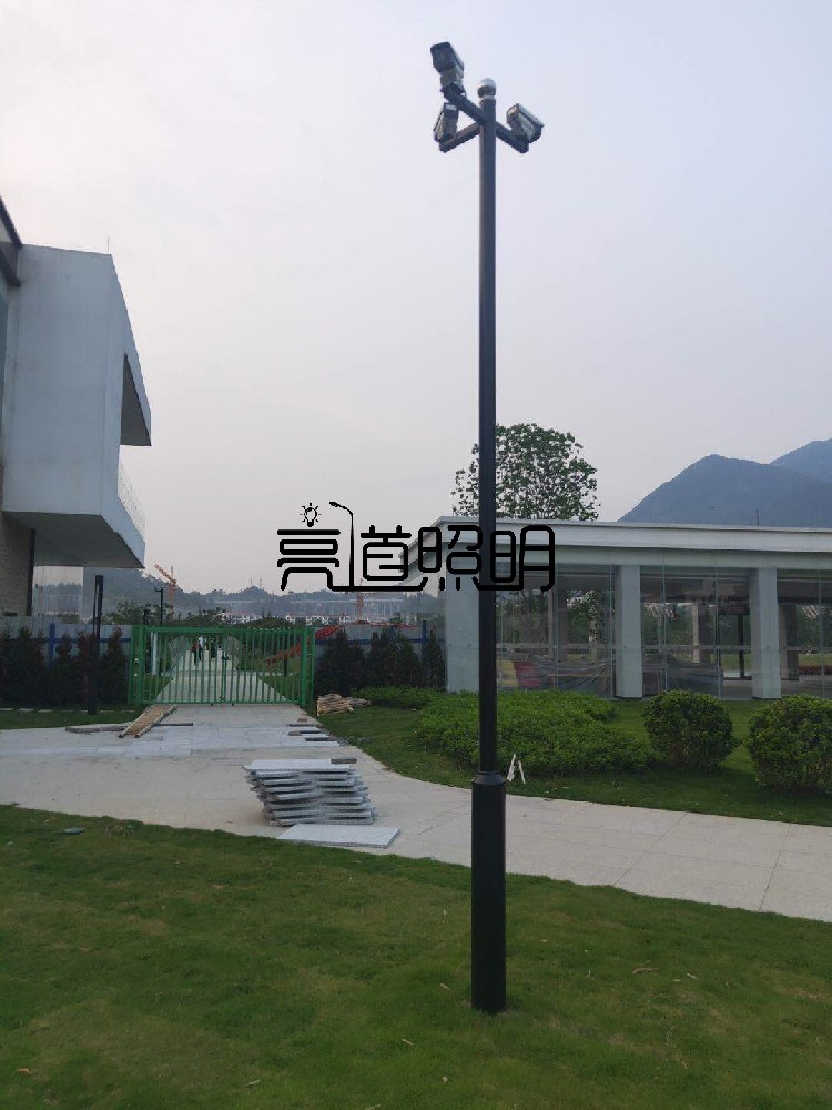 遼寧4米監(jiān)控立桿 黑色烤漆 三槍擊橫臂